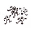 Gunmetal Plated Alloy Letter Pendants PALLOY-P097-03-H-2