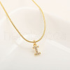Brass Micro Pave Clear Cubic Zirconia Pendant Initial Necklaces FS-WGC46E8-09-1