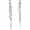 Boho Tassel Chandelier Earrings Cubic Zirconia Long Earrings Crystal Dangling Earrings Long Drop Chain Earrings Long Rhinestone Tassel Earrings for Women JE1070B-1