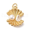 Rack Plating Brass Glass Imitation Pearl Pendants KK-B092-01G-1