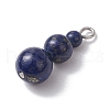 Natural Lapis Lazuli Round Beaded Pendants PALLOY-JF02867-12-3