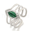 304 Stainless Steel Synthetic Malachite Cuff Rings G-Z056-03P-01-1