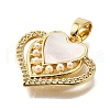 Brass Micro Pave Cubic Zirconia ABS Imitation Pearl Pendants KK-D328-03G-C-2