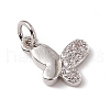 Brass Micro Pave Clear Cubic Zirconia Butterfly Charms ZIRC-F132-92P-1