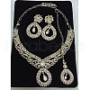 Teardrop Alloy Crystal Rhinestone Pendant Necklace & Stud Dangle Earring & Frontlet Sets FS-WG4C0D5-02-2