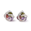 Rack Plating Brass Micro Pave Cubic Zirconia Stud Earrings EJEW-I304-04P-02-1
