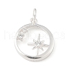 925 Sterling Silver Pave Clear Cubic Zirconia Ring with Star Pendants STER-R013-10S-1