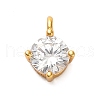 925 Sterling Silver Clear Cubic Zirconia Flat Round Charms STER-U009-07G-02-1
