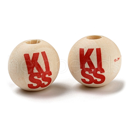 Printed Wood Beads WOOD-A022-02-1