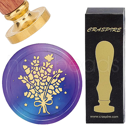 Brass Wax Seal Stamps with Wood Handle AJEW-WH0412-0124-1