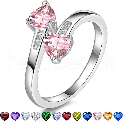 Heart 304 Stainless Steel with Cubic Zirconia Cuff Rings FS-WG2909F-29-1