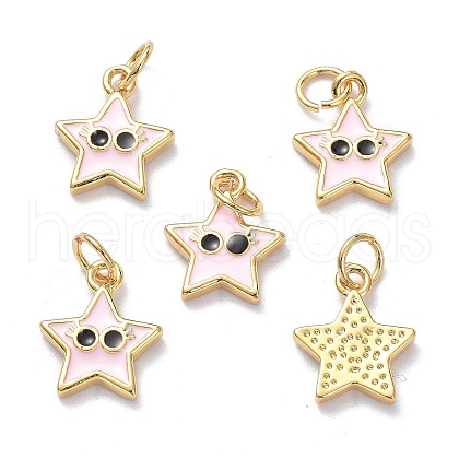 Real 18K Gold Plated Brass Enamel Charms KK-L206-019G-02-1