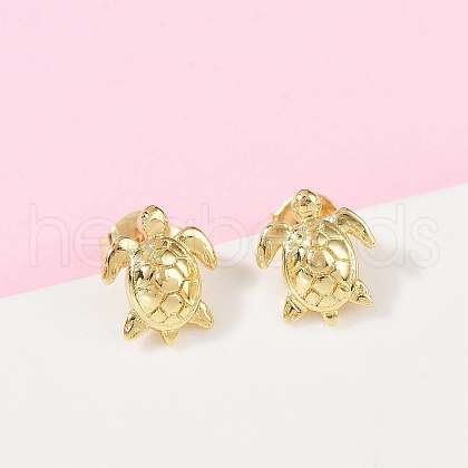 Brass Stud Earrings EJEW-R032-03G-1