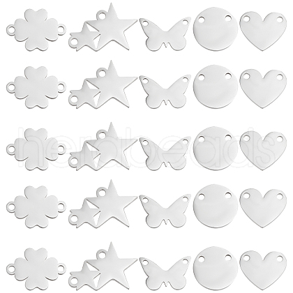 DICOSMETIC 40Pcs 5 Style 201 Stainless Steel Charms STAS-DC0006-79-1