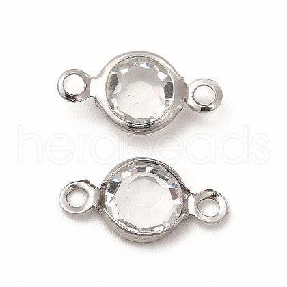 304 Stainless Steel with Glass Connector Charms STAS-G305-08P-03-1