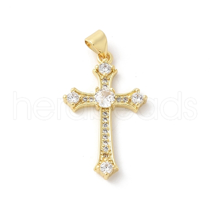 Brass Micro Pave Cubic Zirconia Pendants KK-P294-07G-04-1