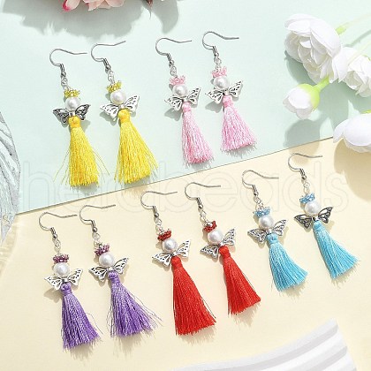 Angel 304 Stainless Steel Dangle Earrings EJEW-MZ00410-1