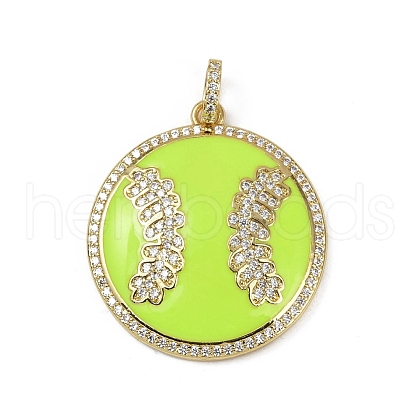 Brass Enamel & Micro Pave Cubic Zirconia Pendants KK-M322-06G-01-1