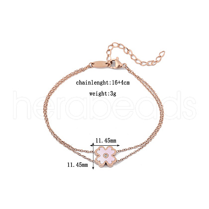 Four-leaf clover Stainless Steel Crystal Rhinestone Multi-Strand Cable Chain Bracelets for Women YE4385-1