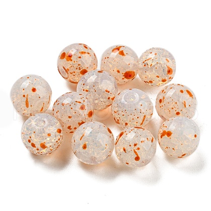 Transparent Spray Painting Crackle Glass Beads GLAA-L046-01A-08-1