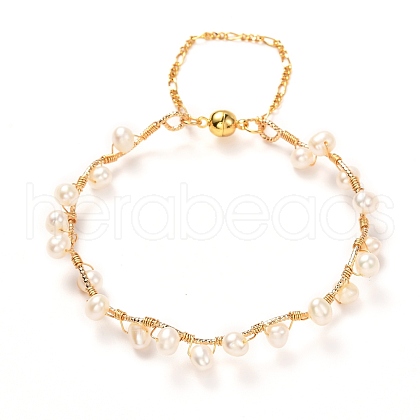 Natural Pearl Braided Bangle for Girl Women BJEW-JB06830-01-1
