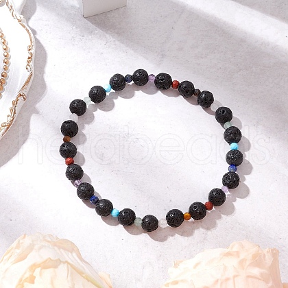 Natural Mixed Gemstone Beaded Stretch Bracelets for Women Men BJEW-JB11565-1
