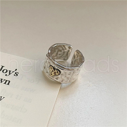 Heart Pattern 925 Sterling Silver Adjustable Cuff Rings for Women FS-WGE75B8-01-1
