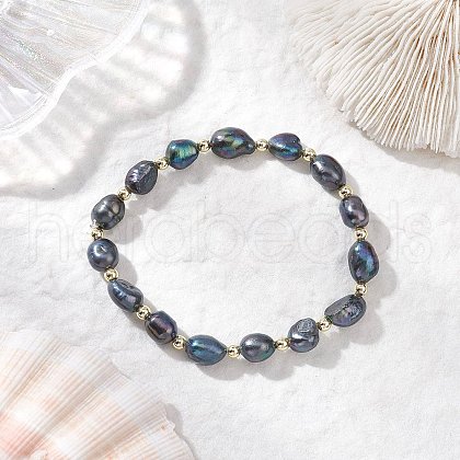 Natural Cultured Freshwater Pearl Beads Stretch Bracelets for Women BJEW-JB11997-1