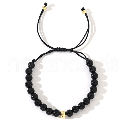 Natural Obsidian Round Beads Braided Bead Bracelets ZJ4066-6-1