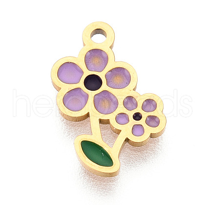 304 Stainless Steel Enamel Charms STAS-T065-57G-03-1