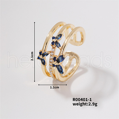Chic Butterfly Brass Rhinestones Cuff Ring UR3692-1-1