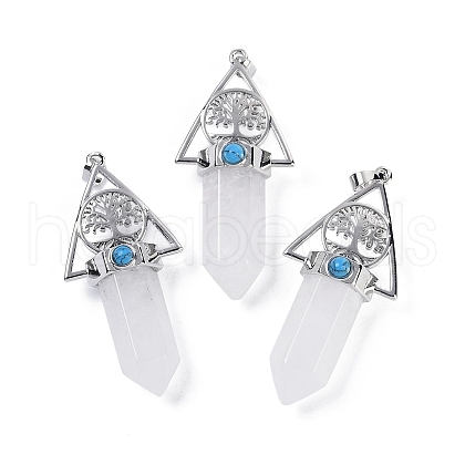 Natural Quartz Crystal Faceted Pointed Bullet Rock Crystal Big Pendants G-H076-02P-01-1