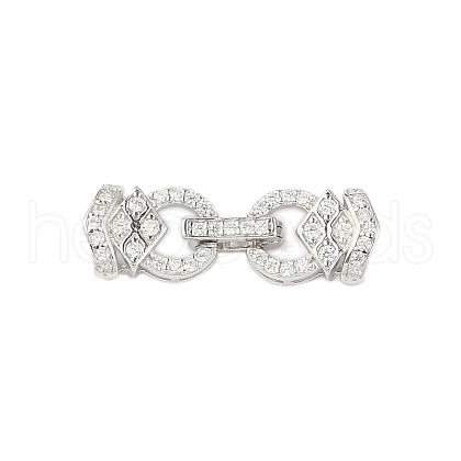Anti-Tarnish 925 Sterling Silver Micro Pave Clear Cubic Zirconia Fold Over Clasps STER-P060-40P-1
