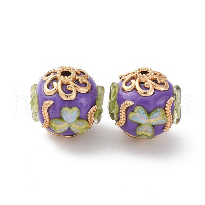 Handmade Resin Indonesia Round Beads IPDL-P005-15KCG-01-1