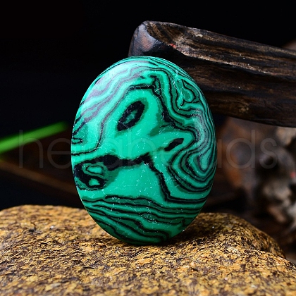 Mother's Day Gifts Natural Malachite Oval Palm Stone Massager PW-WG63539-04-1