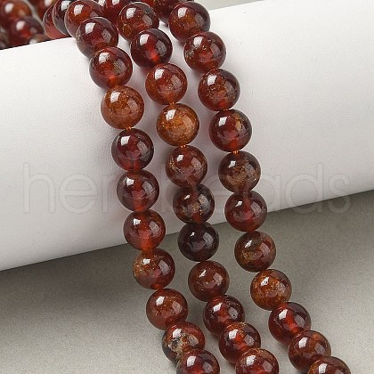 Natural Orange Garnet Beads Strands G-G271-B01-8mm-1