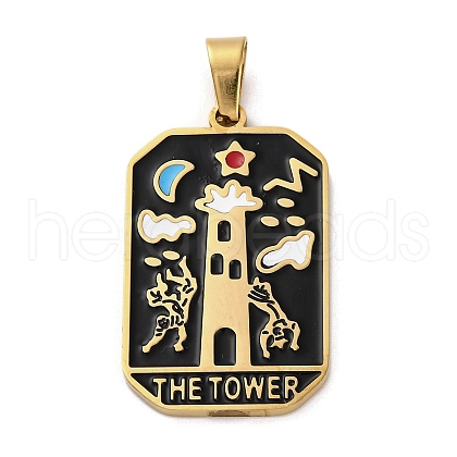 Ion Plating(IP) 304 Stainless Steel Enamel Pendants STAS-Q003-01G-016-1