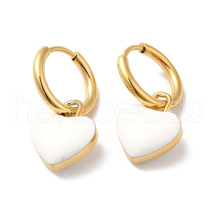 Ion Plating(IP) Enamel Heart Dangle Hoop Earrings STAS-H175-26G-A-1