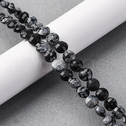 Natural Snowflake Obsidian Beads Strands G-C179-A33-03-1