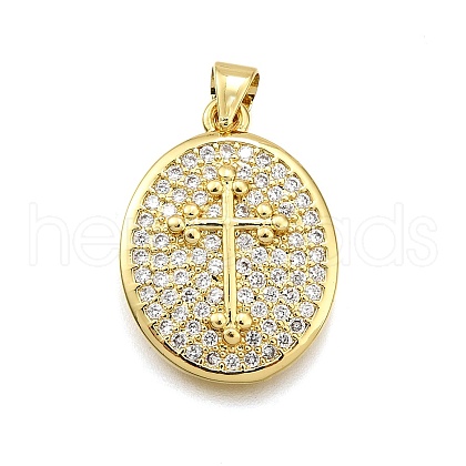 Rack Plating Brass Micro Pave Cubic Zirconia Pendants KK-K401-87G-1