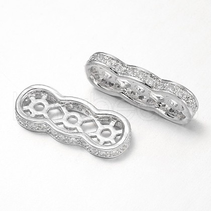 Filigree Brass Micro Pave Cubic Zirconia Spacer Bars ZIRC-D043-P-1