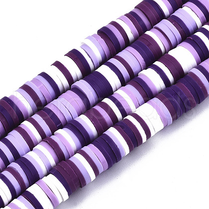 Handmade Polymer Clay Beads Strands CLAY-R089-6mm-092-1