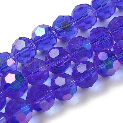 Electroplate Transparent Glass Beads Strands EGLA-A035-T10mm-L21-1