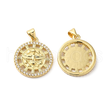 Rack Plating Brass Pave Cubic Zirconia Pendants KK-O142-10G-1