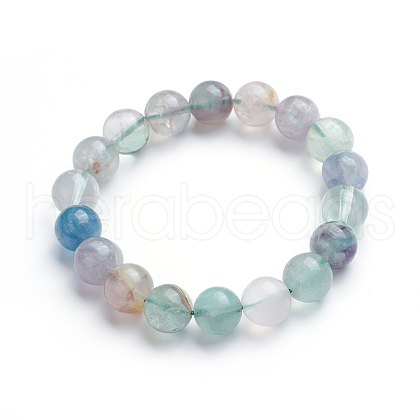 Natural Fluorite Stretch Bracelets BJEW-E373-10mm-10-01-1