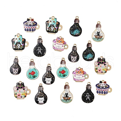 SUNNYCLUE 20Pcs 10 Style Alloy Enamel Pendants ENAM-SC0003-45-1