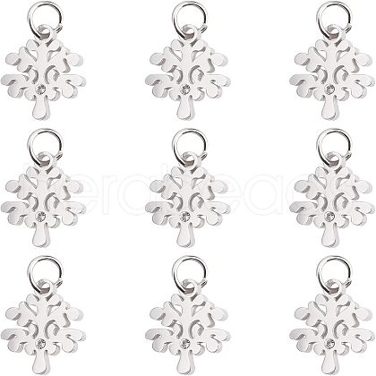 Unicraftale 10Pcs Eco-Friendly 316 Surgical Stainless Steel Micro Pave Clear Cubic Zirconia Charms RB-UN0001-05P-1