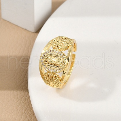 Rack Plating Brass Micro Pave Clear Cubic Zirconia Finger Rings for Women RJEW-M028-71G-1
