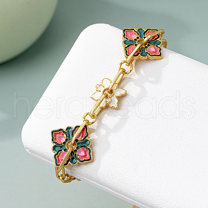Brass Enamel Link Chain Bracelets for Women FS-WG2B9E4-05-1
