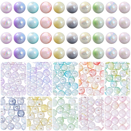SUNNYCLUE 10 Colors Opaque Acrylic Beads SACR-SC0001-41-1